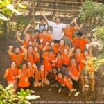 All the Pensionnaires monitors, gathered in the work-in-progress vegetable garden.